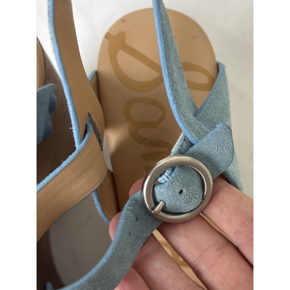 Sam Edelman Josefine Platform Sandals Block Heel Blue Suede Size 8 Boho Indie - Picture 9 of 14